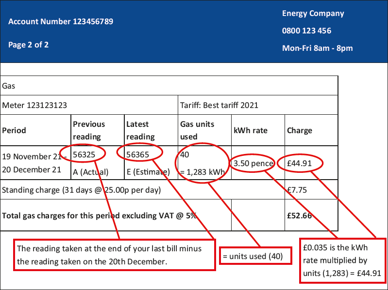 Key Info On A Gas Bill Continued