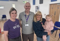 Amy Brierley Community Manager At Spark Oldham, Ben Thomas Head Of Community Services At FCHO And Attendees Grandmother Julie Bardsley And Grandaughter Lyra Bardsley
