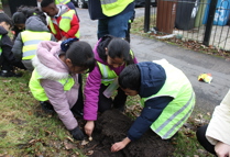 Pupils At Richmond Academy Planting Bulbs On Richmond Walk