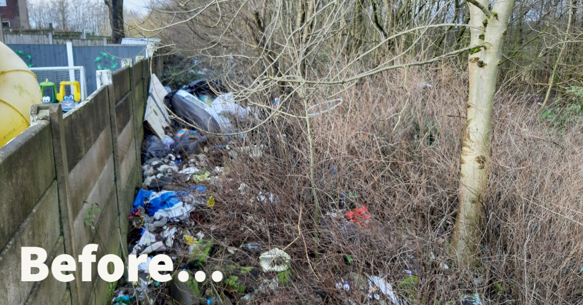 Before - Significant amounts of waste at notorious fly tipping hotspot in Alt