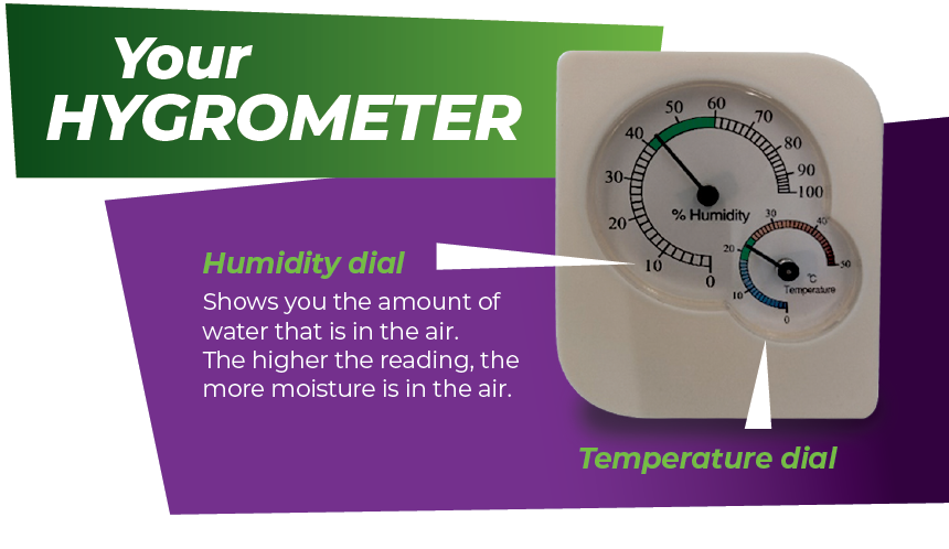 The hygrometer is a useful tool designed to show how much moisture there is inside your home and how warm or cold your property is. Understanding these things can help you to take action to reduce condensation, which can lead to black mould.