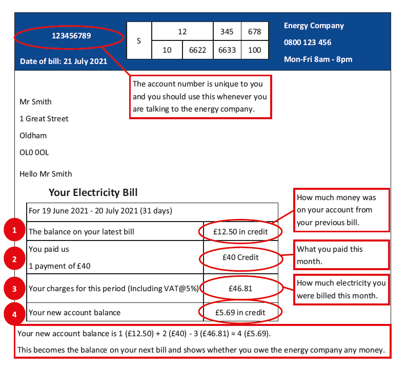 Key Info On An Electricity Bill