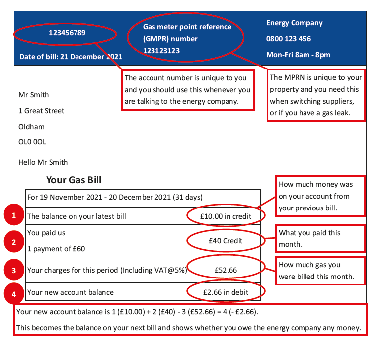 Key Info On A Gas Bill