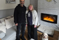 Left To Right Asam Rashid FCHO Customer Liaison Officer And Sylvia Johns With Her Dog Rupert